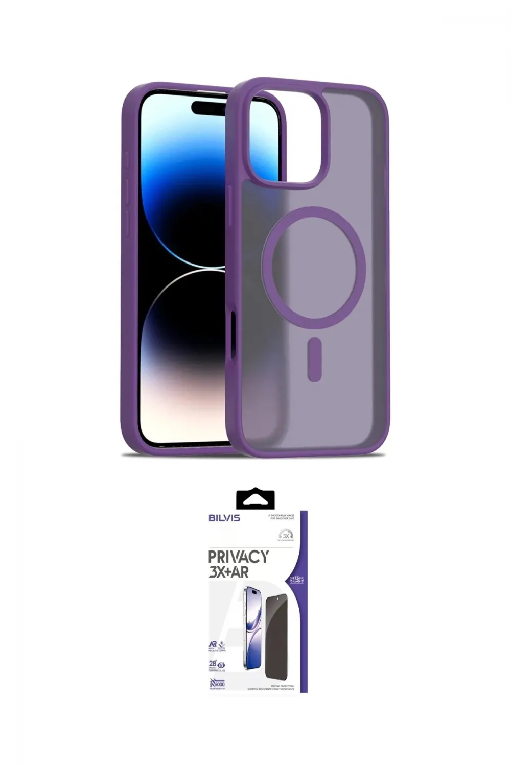 ieg™ iPhone 16 Pro Max Kılıf Siluet Minimal Prime - Siyah Bilvis 3X AR Hayalet Cam Ekran Koruyucu