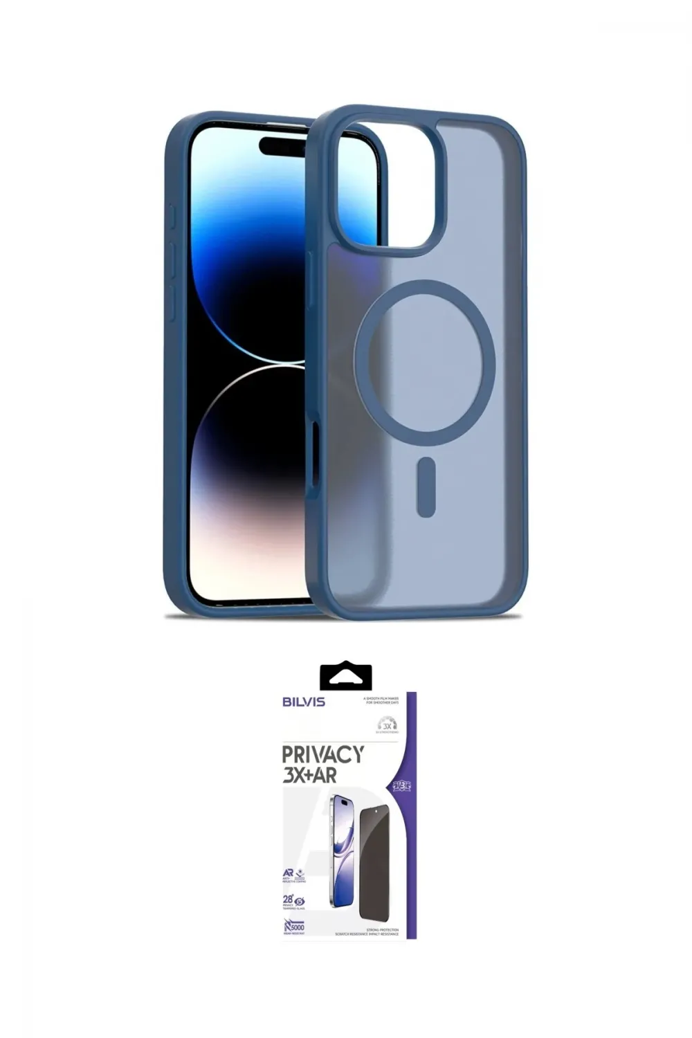 ieg™ iPhone 16 Pro Max Kılıf Siluet Minimal Prime - Siyah Bilvis 3X AR Hayalet Cam Ekran Koruyucu