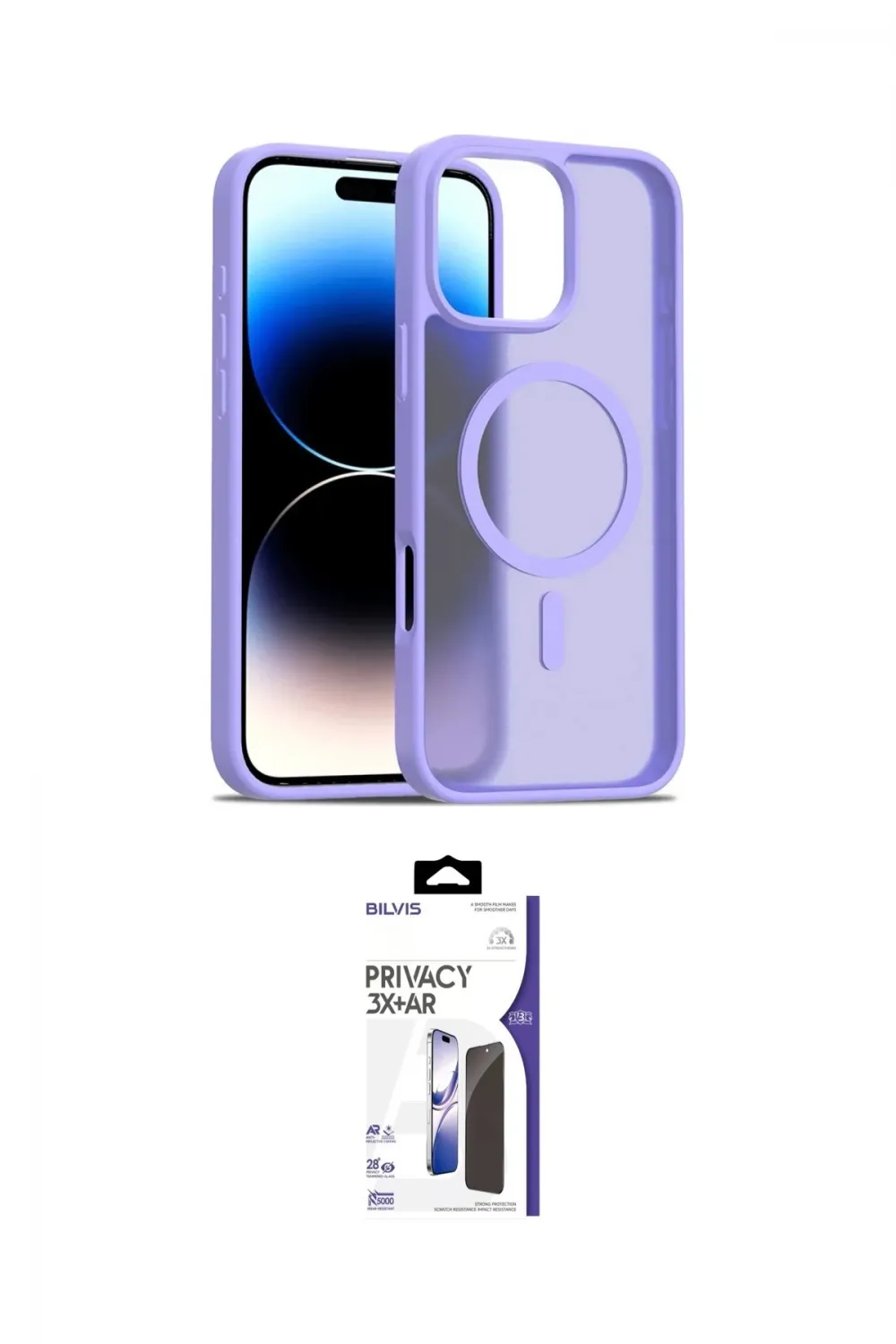 ieg™ iPhone 16 Pro Max Kılıf Siluet Minimal Prime - Siyah Bilvis 3X AR Hayalet Cam Ekran Koruyucu