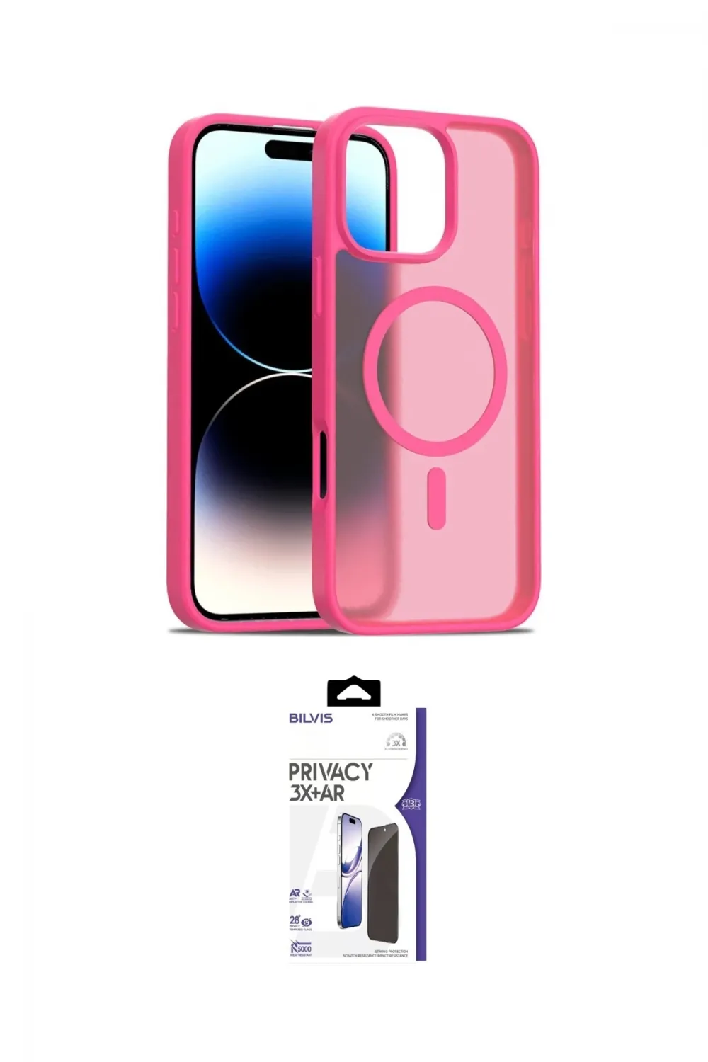 ieg™ iPhone 16 Pro Max Kılıf Siluet Minimal Prime - Siyah Bilvis 3X AR Hayalet Cam Ekran Koruyucu