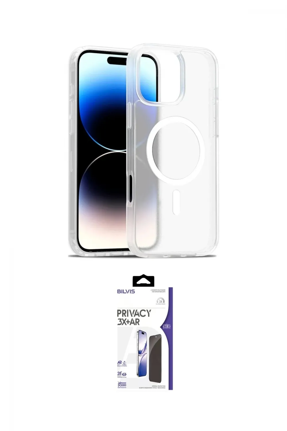 ieg™ iPhone 16 Pro Max Kılıf Siluet Minimal Prime - Siyah Bilvis 3X AR Hayalet Cam Ekran Koruyucu