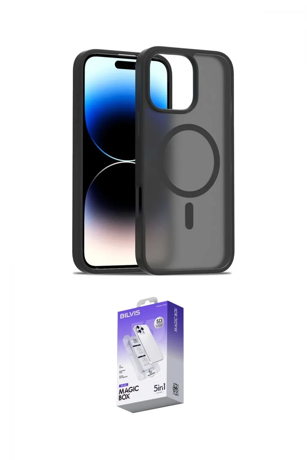 ieg™ iPhone 16 Pro Max Kılıf Siluet Minimal Prime - Siyah Bilvis 5in1 3D Magic Cam Ekran Koruyucu