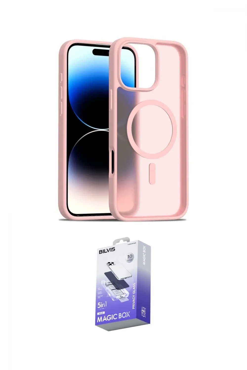 ieg™ iPhone 16 Pro Max Kılıf Siluet Minimal Prime - Siyah Bilvis 5in1 5D Magic Hayalet Cam Ekran Koruyucu