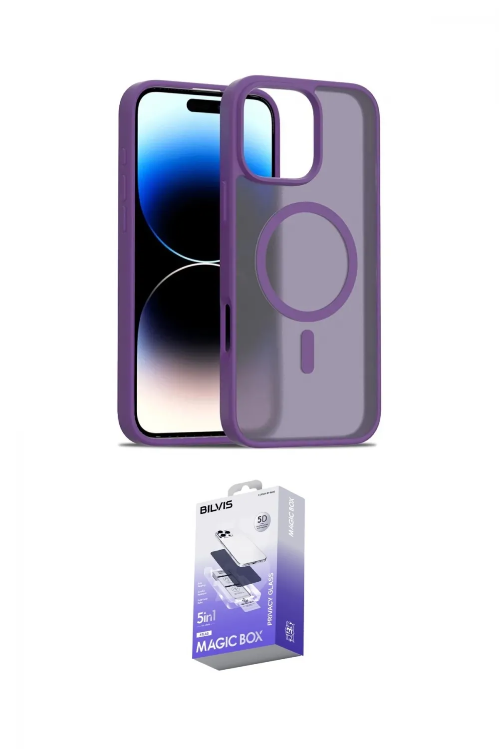 ieg™ iPhone 16 Pro Max Kılıf Siluet Minimal Prime - Siyah Bilvis 5in1 5D Magic Hayalet Cam Ekran Koruyucu