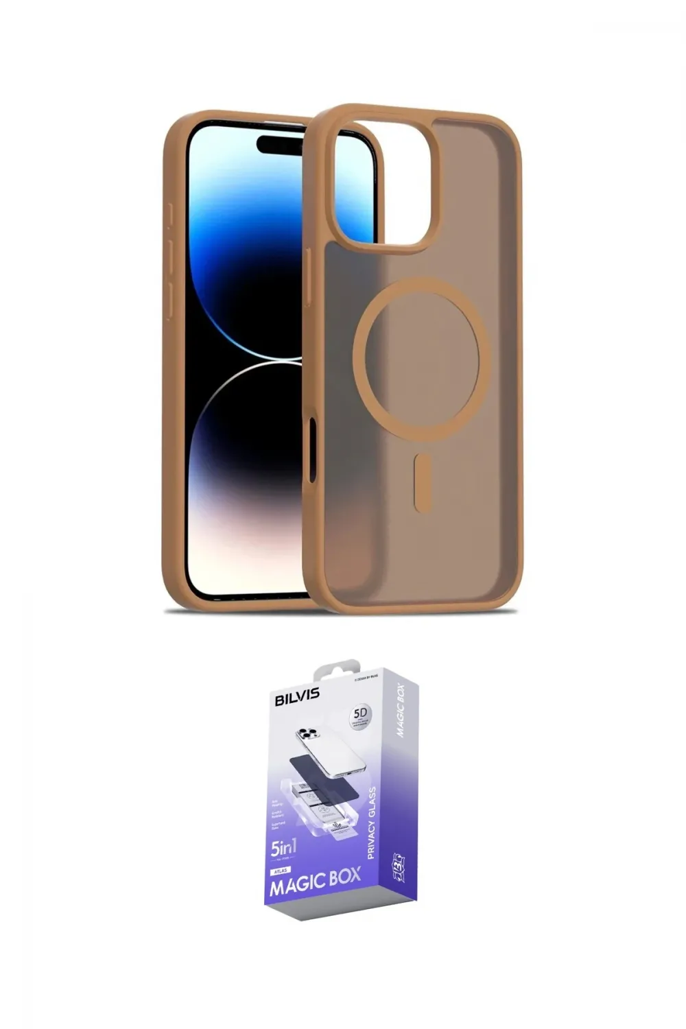 ieg™ iPhone 16 Pro Max Kılıf Siluet Minimal Prime - Siyah Bilvis 5in1 5D Magic Hayalet Cam Ekran Koruyucu