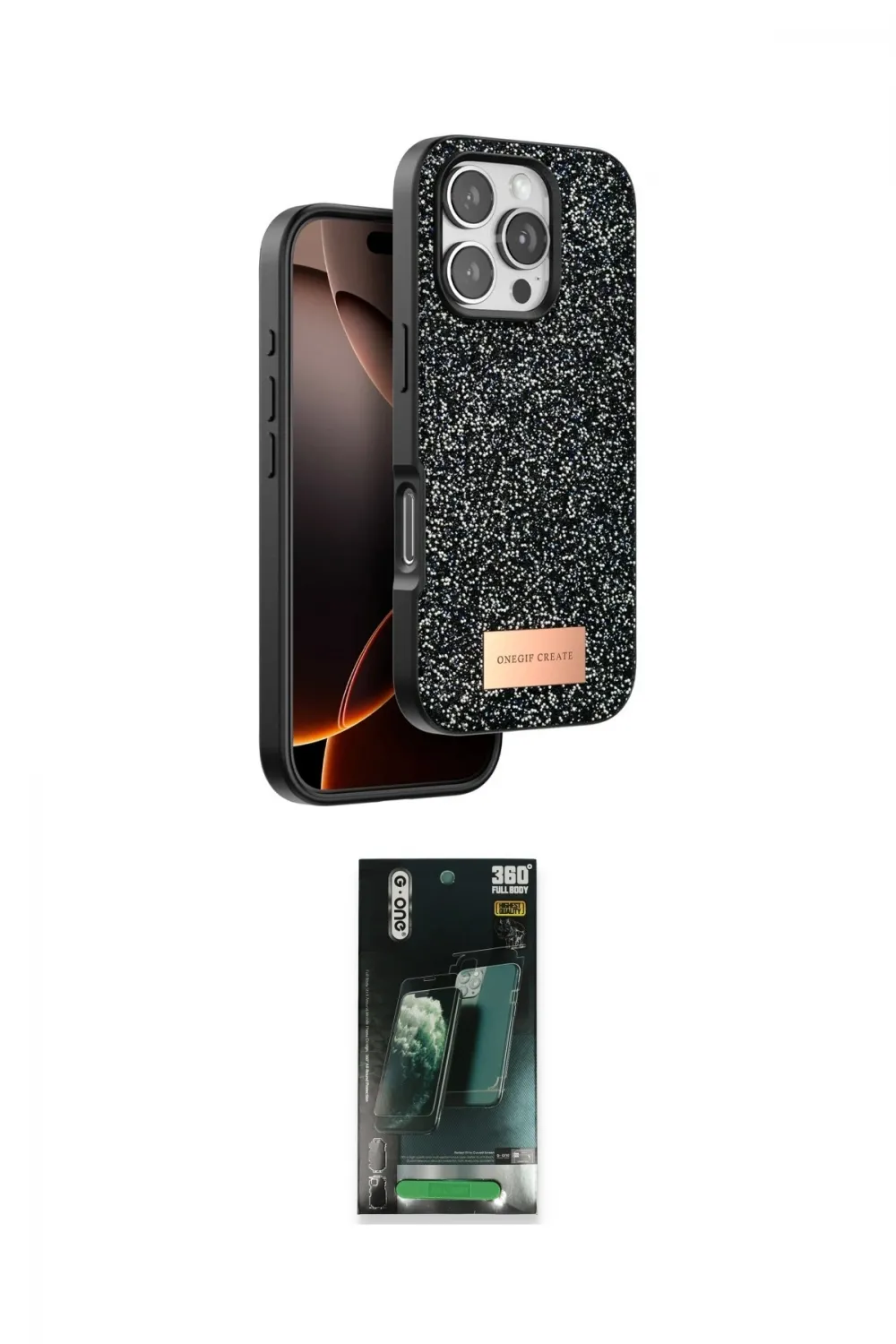 ieg™ iPhone 16 Pro Max Kılıf Vadi Klasik Serisi - Siyah 360 Mat Full Body Arka Koruyucu