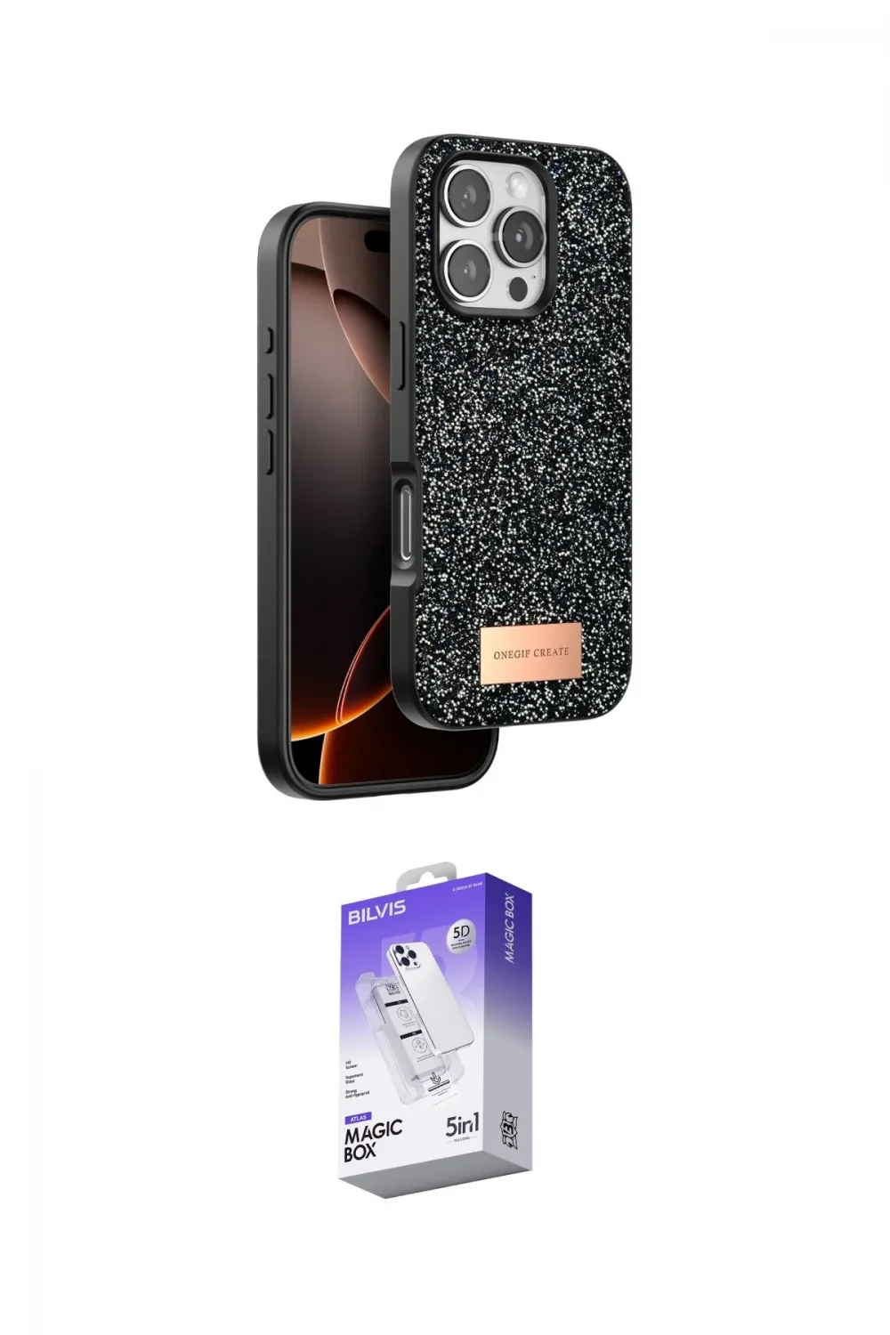 ieg™ iPhone 16 Pro Max Kılıf Vadi Klasik Serisi - Siyah Bilvis 5in1 3D Magic Cam Ekran Koruyucu