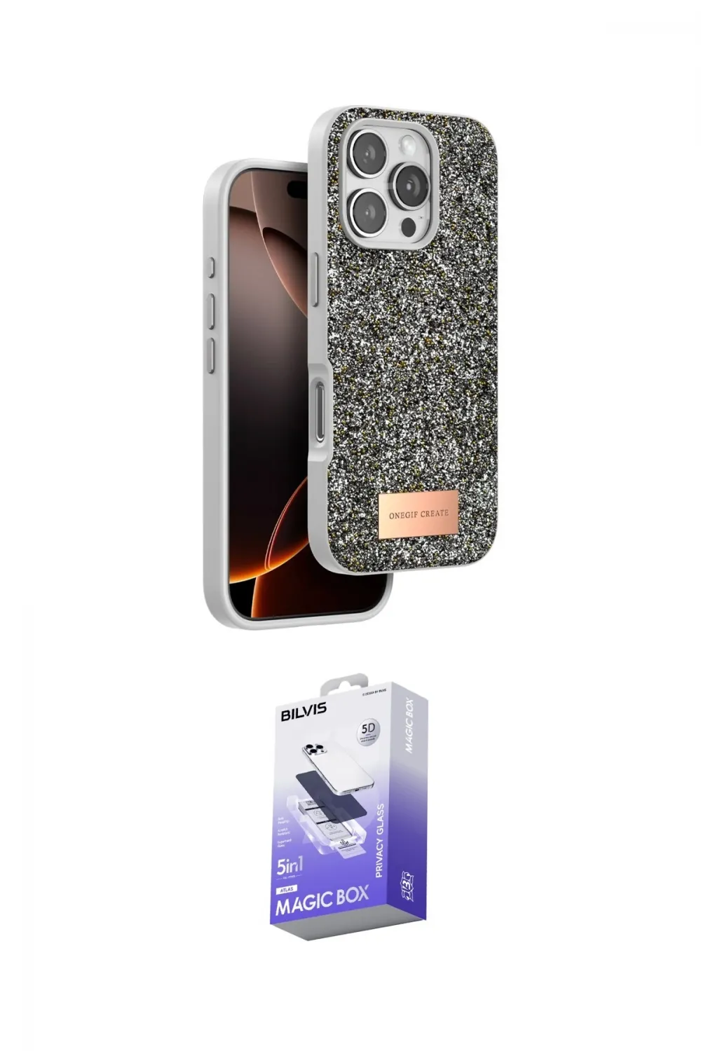ieg™ iPhone 16 Pro Max Kılıf Vadi Klasik Serisi - Siyah Bilvis 5in1 5D Magic Hayalet Cam Ekran Koruyucu