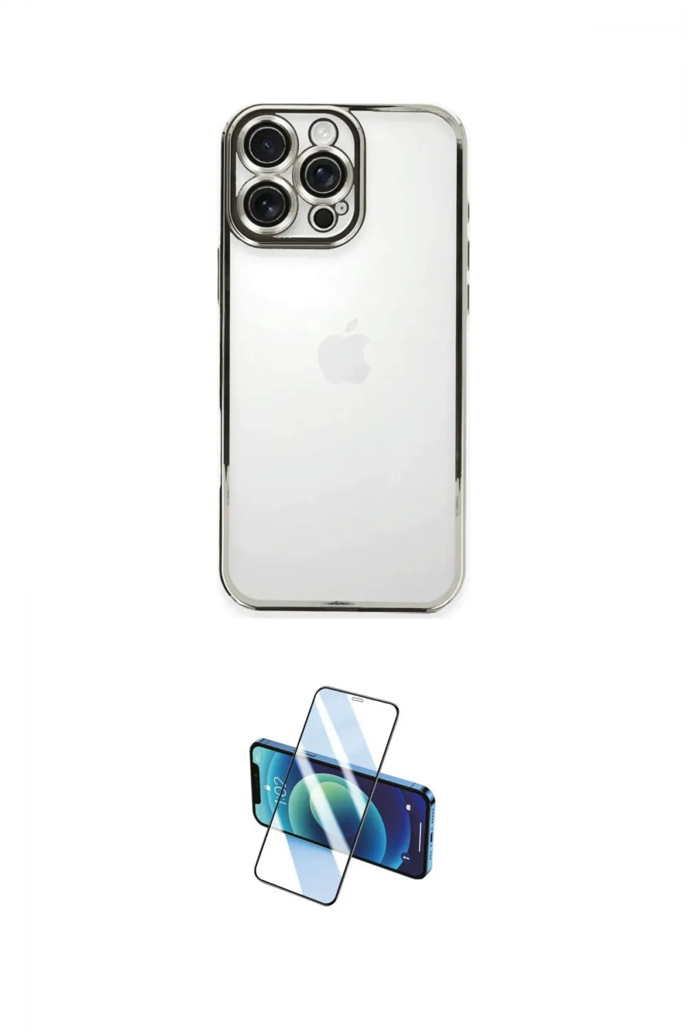ieg™ iPhone 16 Pro Max Kılıf Vadi Minimal - Siyah 3D Antistatik Cam Ekran Koruyucu