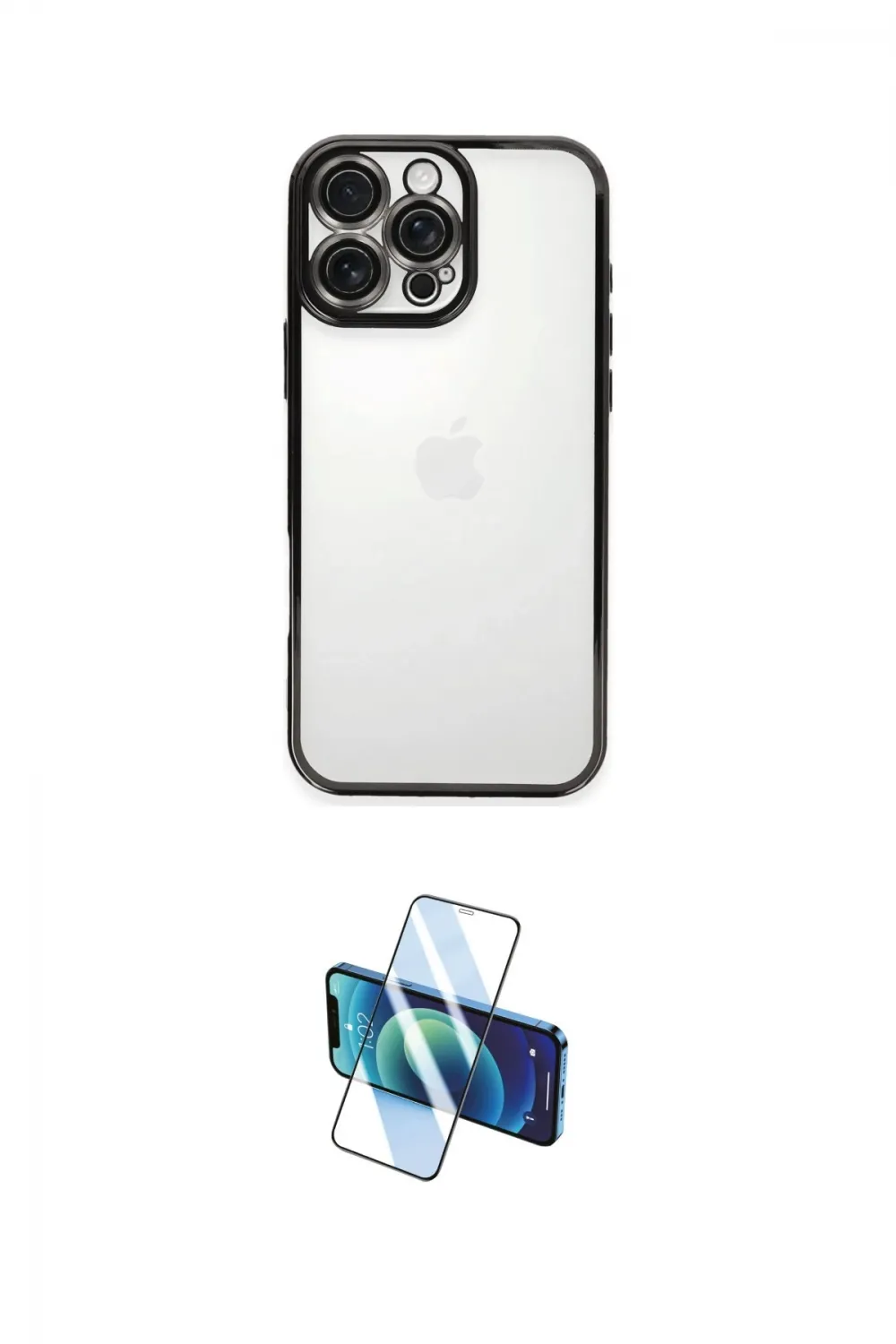 ieg™ iPhone 16 Pro Max Kılıf Vadi Minimal - Siyah 3D Antistatik Cam Ekran Koruyucu