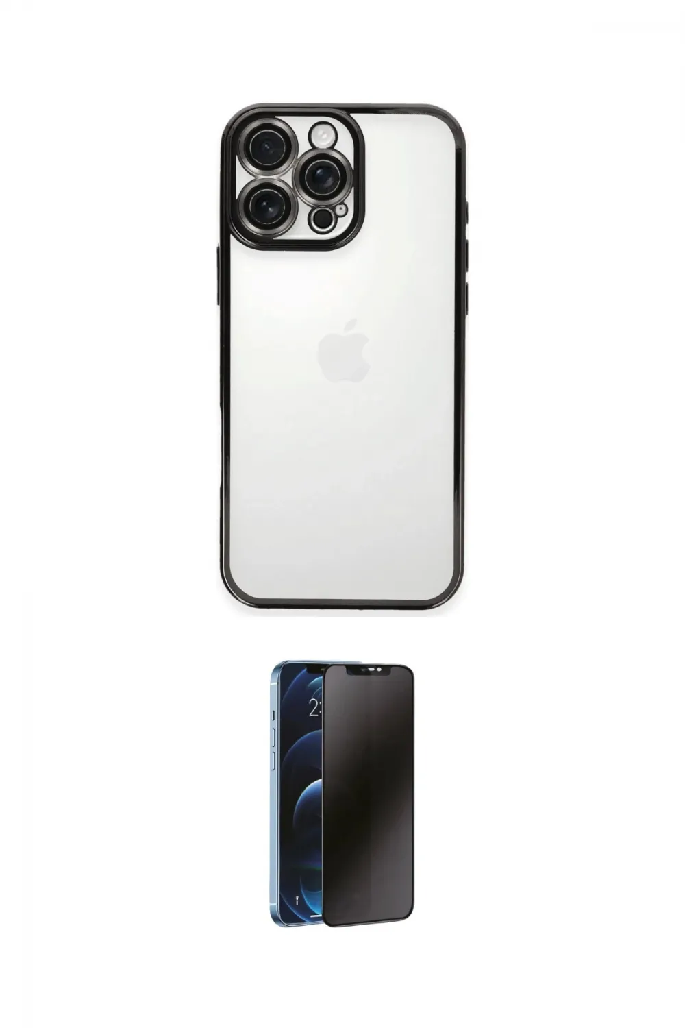 ieg™ iPhone 16 Pro Max Kılıf Vadi Minimal - Siyah 3D Antistatik Hayalet Cam Ekran Koruyucu