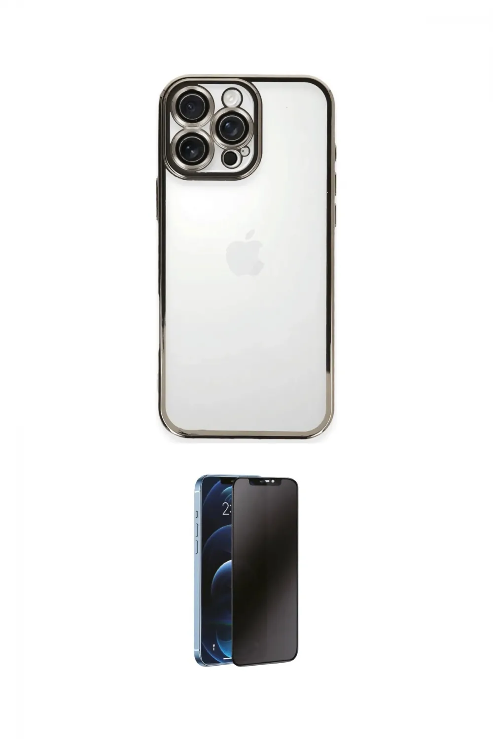 ieg™ iPhone 16 Pro Max Kılıf Vadi Minimal - Siyah 3D Antistatik Hayalet Cam Ekran Koruyucu