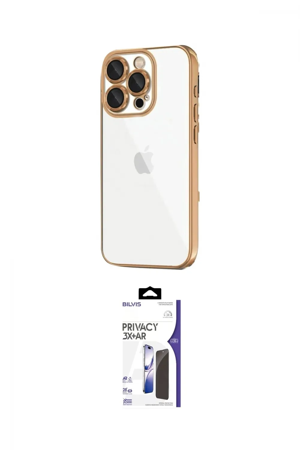ieg™ iPhone 16 Pro Max Kılıf Vadi Minimal - Siyah Bilvis 3X AR Hayalet Cam Ekran Koruyucu