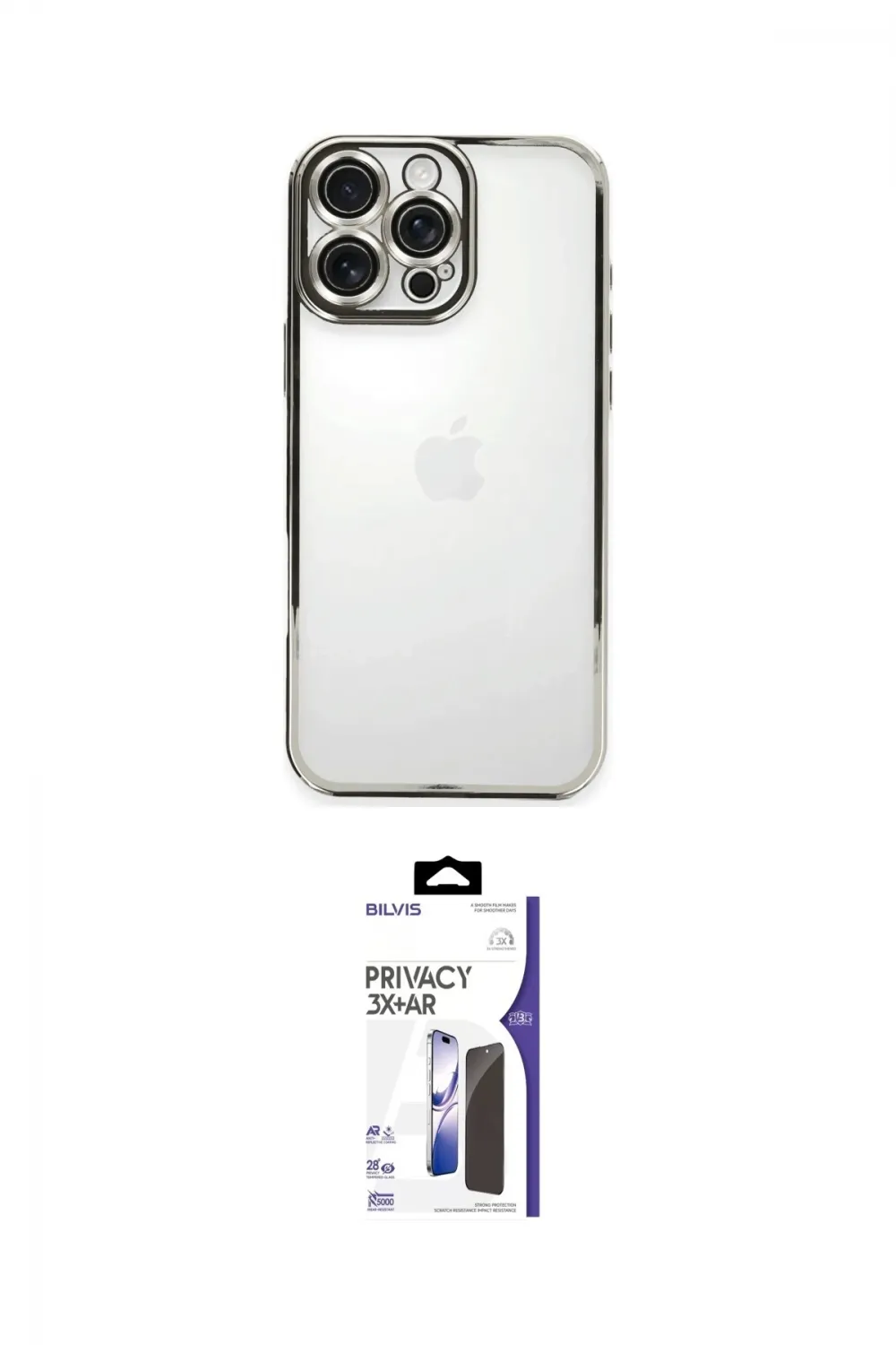ieg™ iPhone 16 Pro Max Kılıf Vadi Minimal - Siyah Bilvis 3X AR Hayalet Cam Ekran Koruyucu