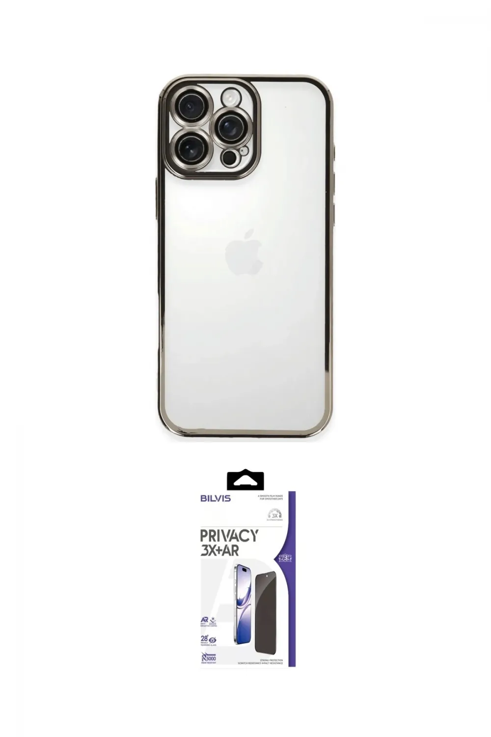 ieg™ iPhone 16 Pro Max Kılıf Vadi Minimal - Siyah Bilvis 3X AR Hayalet Cam Ekran Koruyucu