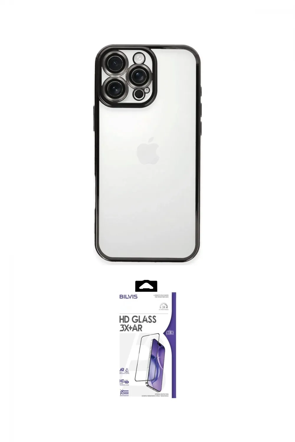 ieg™ iPhone 16 Pro Max Kılıf Vadi Minimal - Siyah Bilvis 3X AR HD Cam Ekran Koruyucu