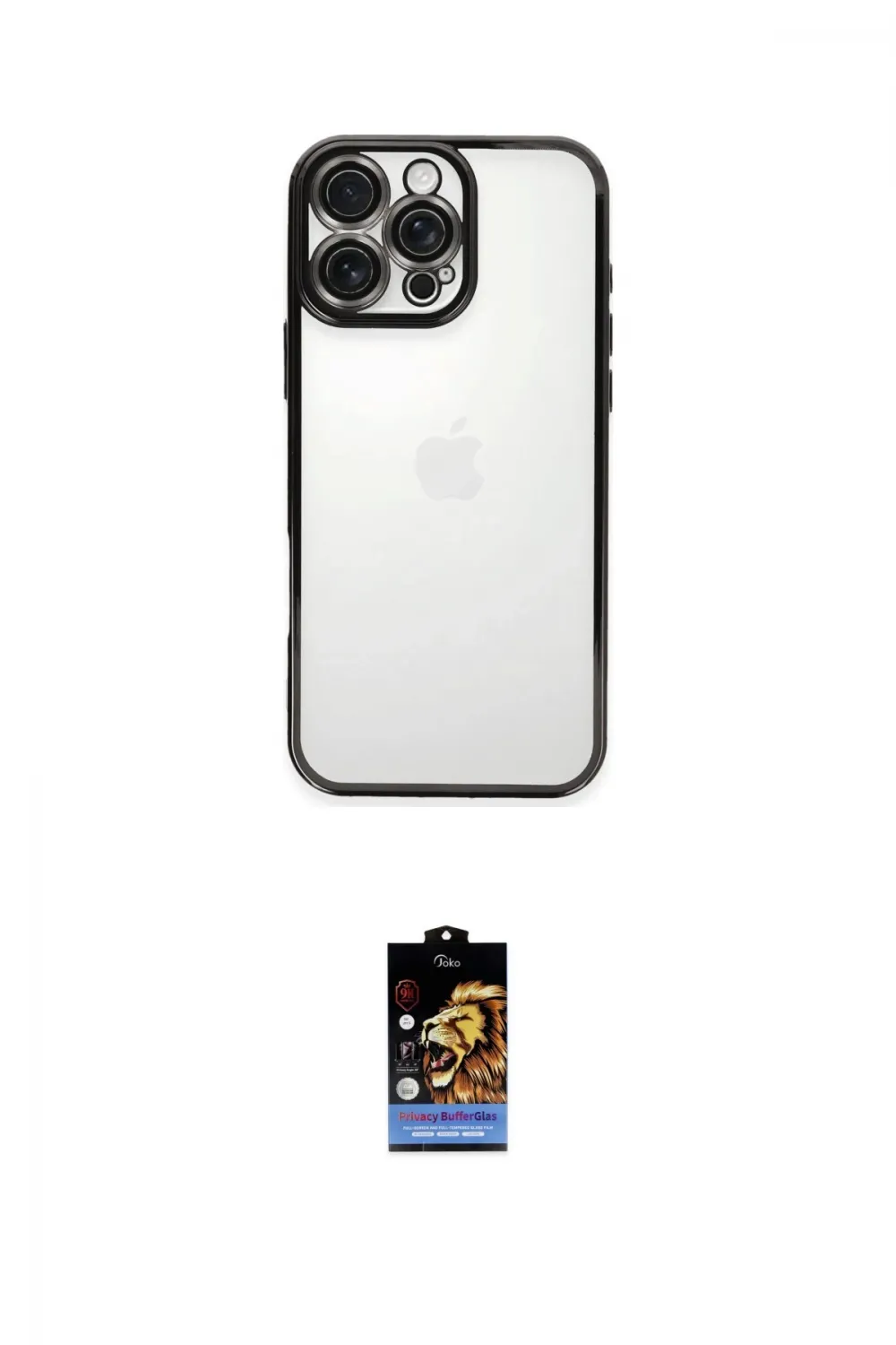 ieg™ iPhone 16 Pro Max Kılıf Vadi Minimal - Siyah Buffer Hayalet Cam Ekran Koruyucu