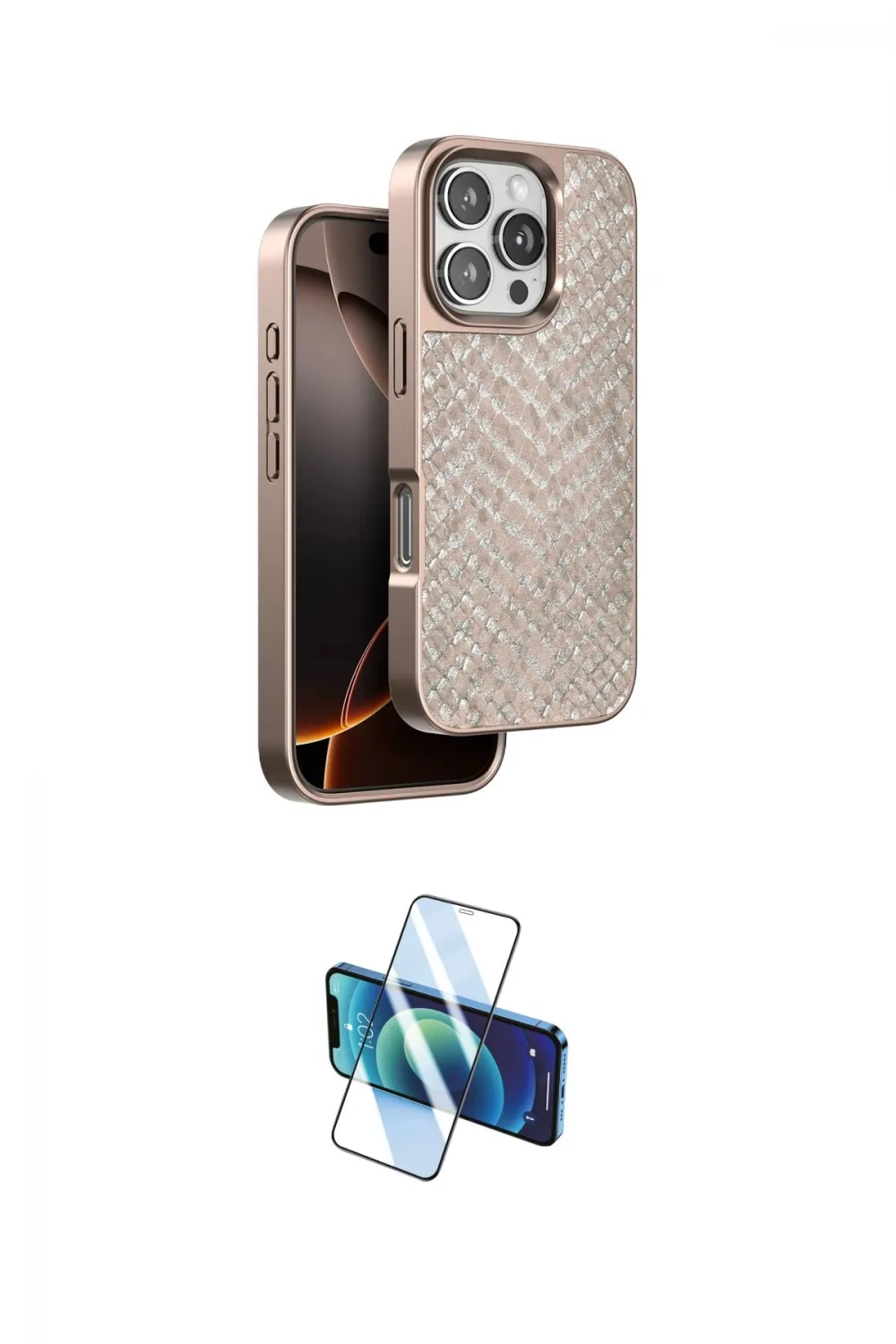 ieg™ iPhone 16 Pro Max Kılıf Vadi Özel Seri - Siyah 3D Antistatik Cam Ekran Koruyucu