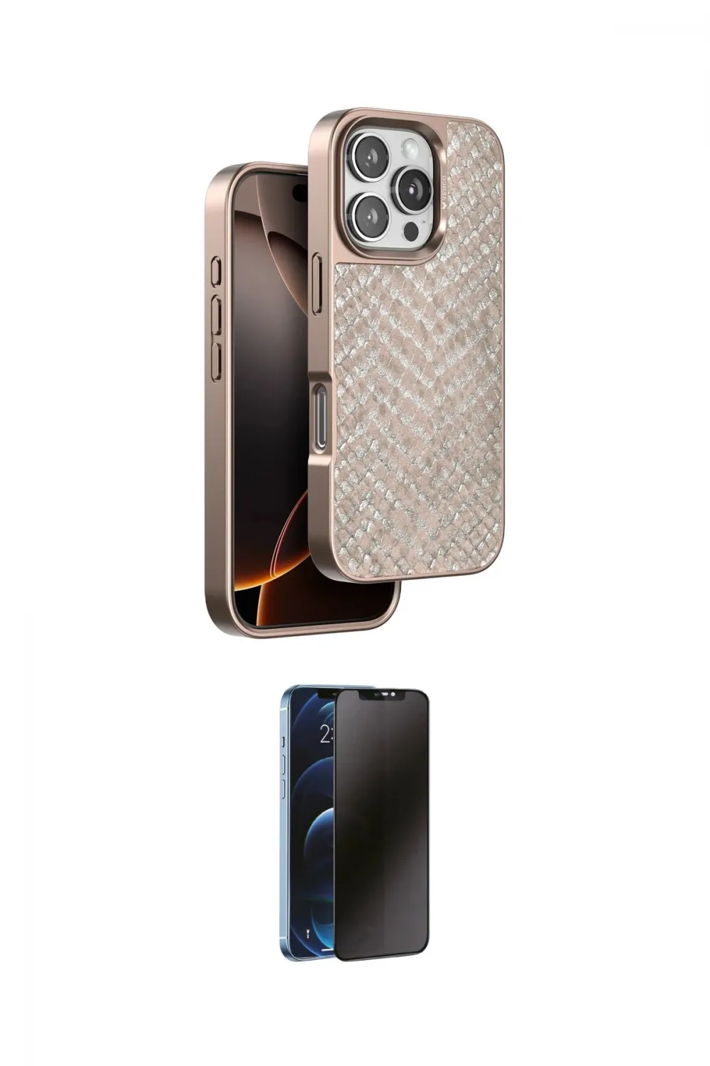 ieg™ iPhone 16 Pro Max Kılıf Vadi Özel Seri - Siyah 3D Antistatik Hayalet Cam Ekran Koruyucu