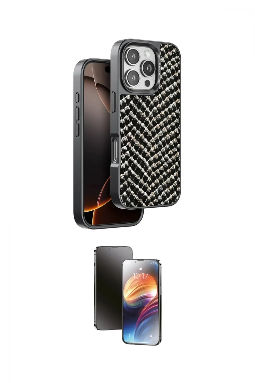 ieg™ iPhone 16 Pro Max Kılıf Vadi Özel Seri - Siyah 3D Antistatik Mat Seramik Nano Ekran Koruyucu
