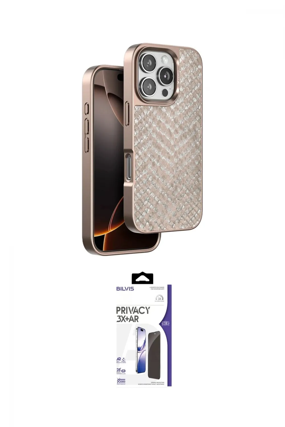 ieg™ iPhone 16 Pro Max Kılıf Vadi Özel Seri - Siyah Bilvis 3X AR Hayalet Cam Ekran Koruyucu
