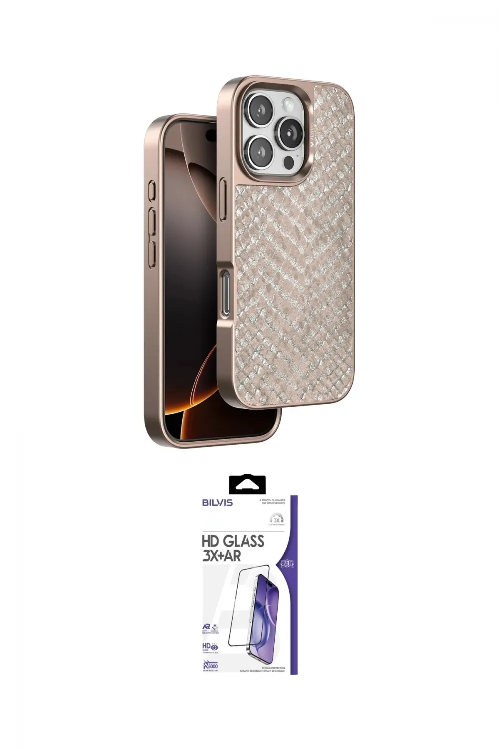 ieg™ iPhone 16 Pro Max Kılıf Vadi Özel Seri - Siyah Bilvis 3X AR HD Cam Ekran Koruyucu
