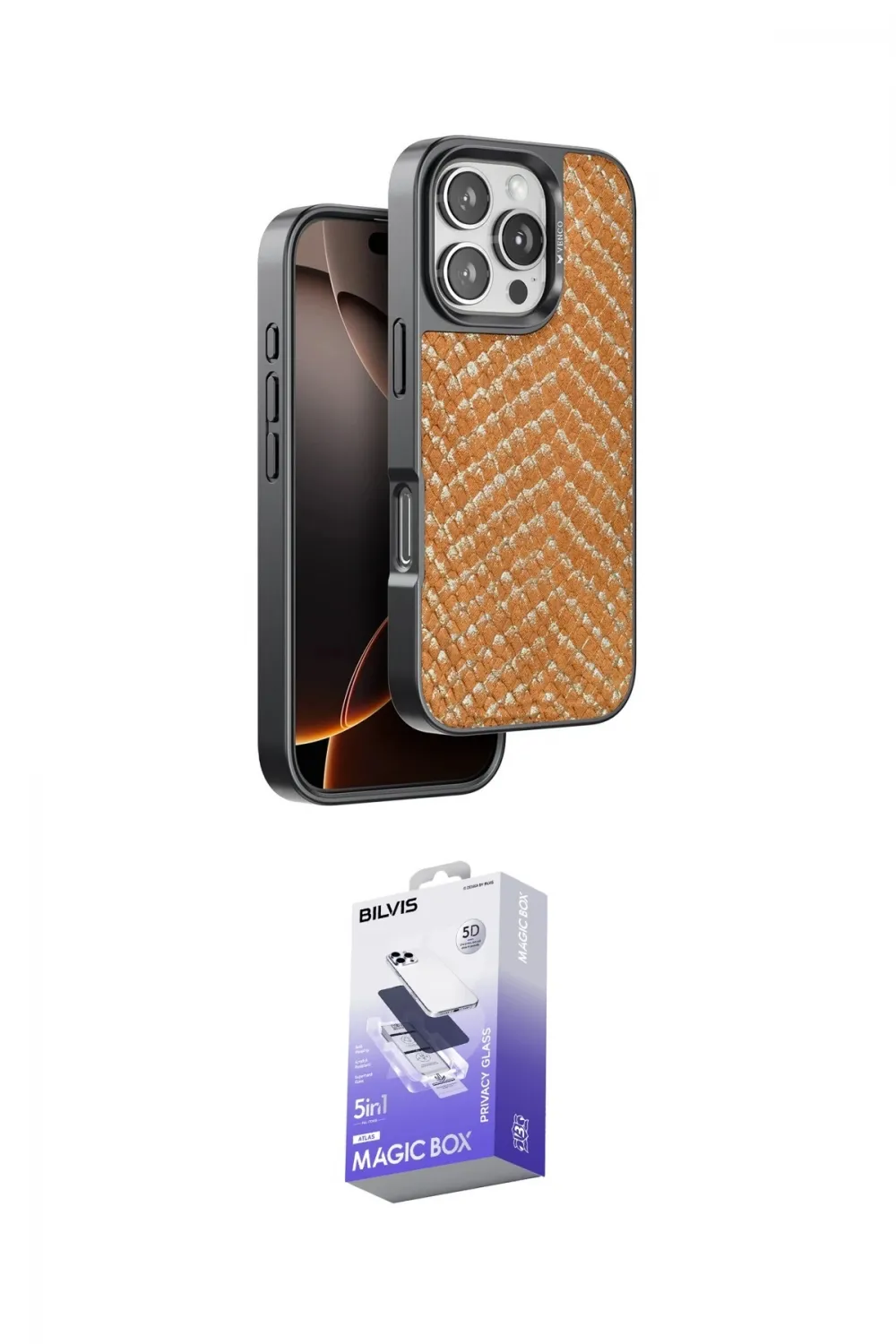 ieg™ iPhone 16 Pro Max Kılıf Vadi Özel Seri - Siyah Bilvis 5in1 5D Magic Hayalet Cam Ekran Koruyucu