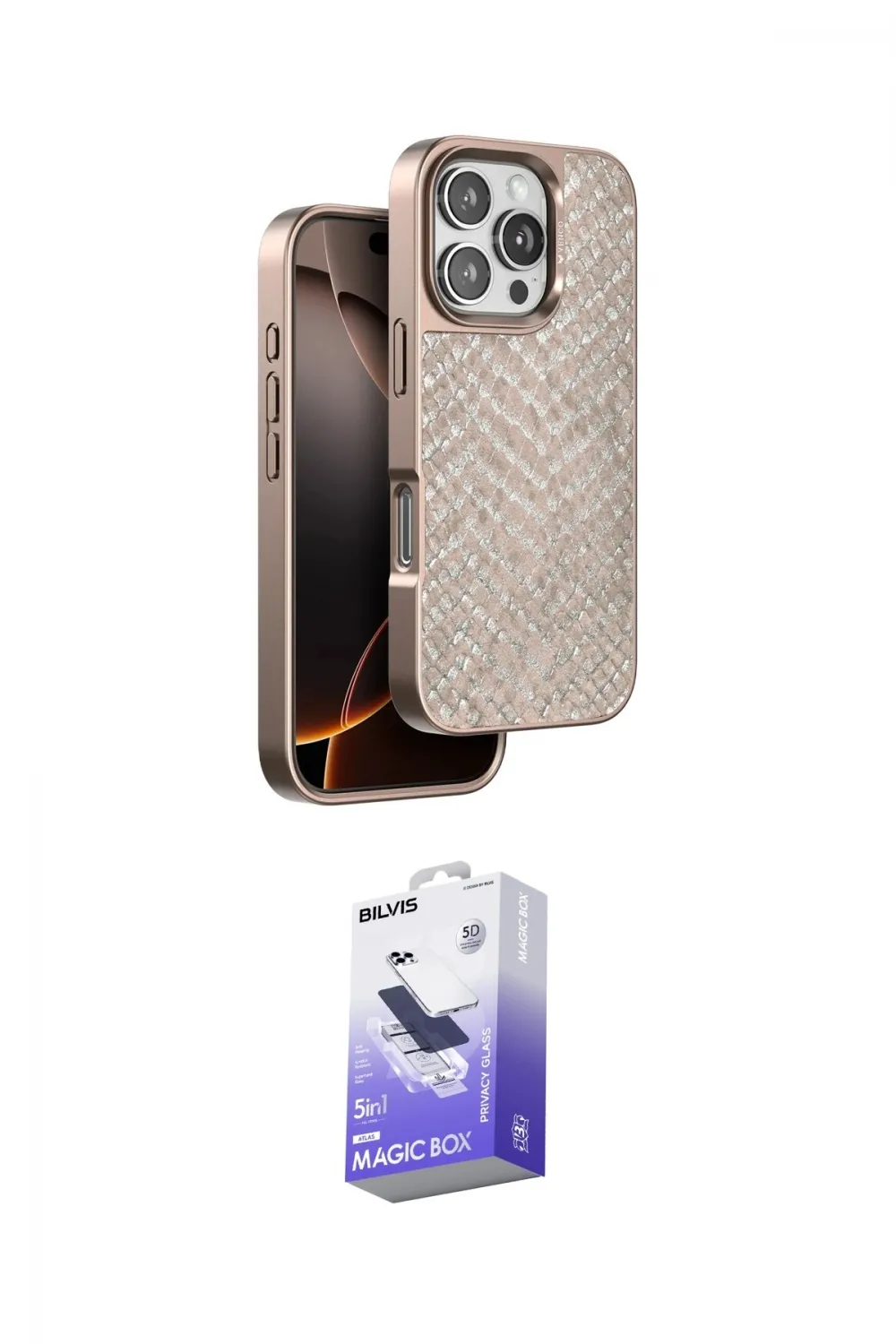 ieg™ iPhone 16 Pro Max Kılıf Vadi Özel Seri - Siyah Bilvis 5in1 5D Magic Hayalet Cam Ekran Koruyucu