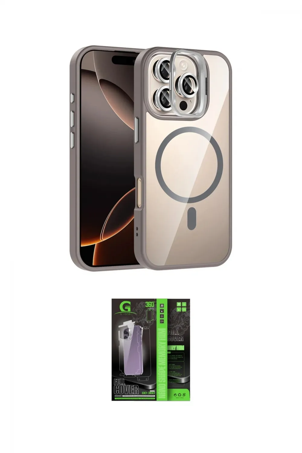 ieg™ iPhone 16 Pro Max Kılıf Yadigar Asil Koleksiyonu - Şeffaf 360 Full Body Arka Koruyucu