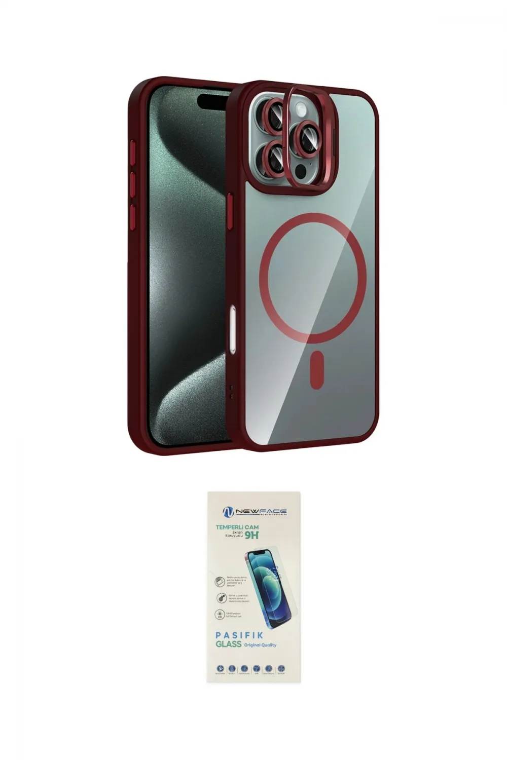 ieg™ iPhone 16 Pro Max Kılıf Yadigar Asil Koleksiyonu - Şeffaf Pasifik Cam Ekran Koruyucu