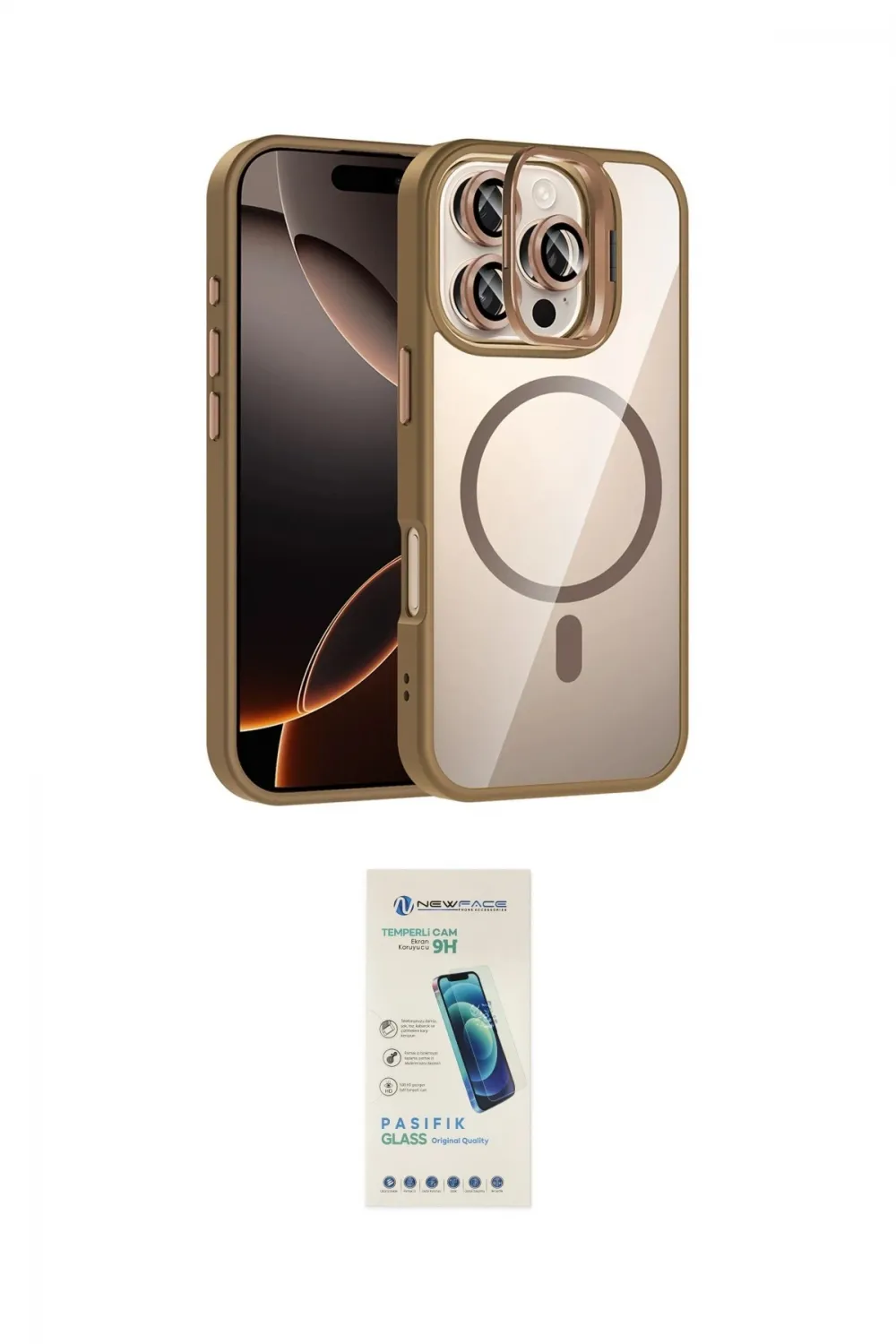ieg™ iPhone 16 Pro Max Kılıf Yadigar Asil Koleksiyonu - Şeffaf Pasifik Cam Ekran Koruyucu