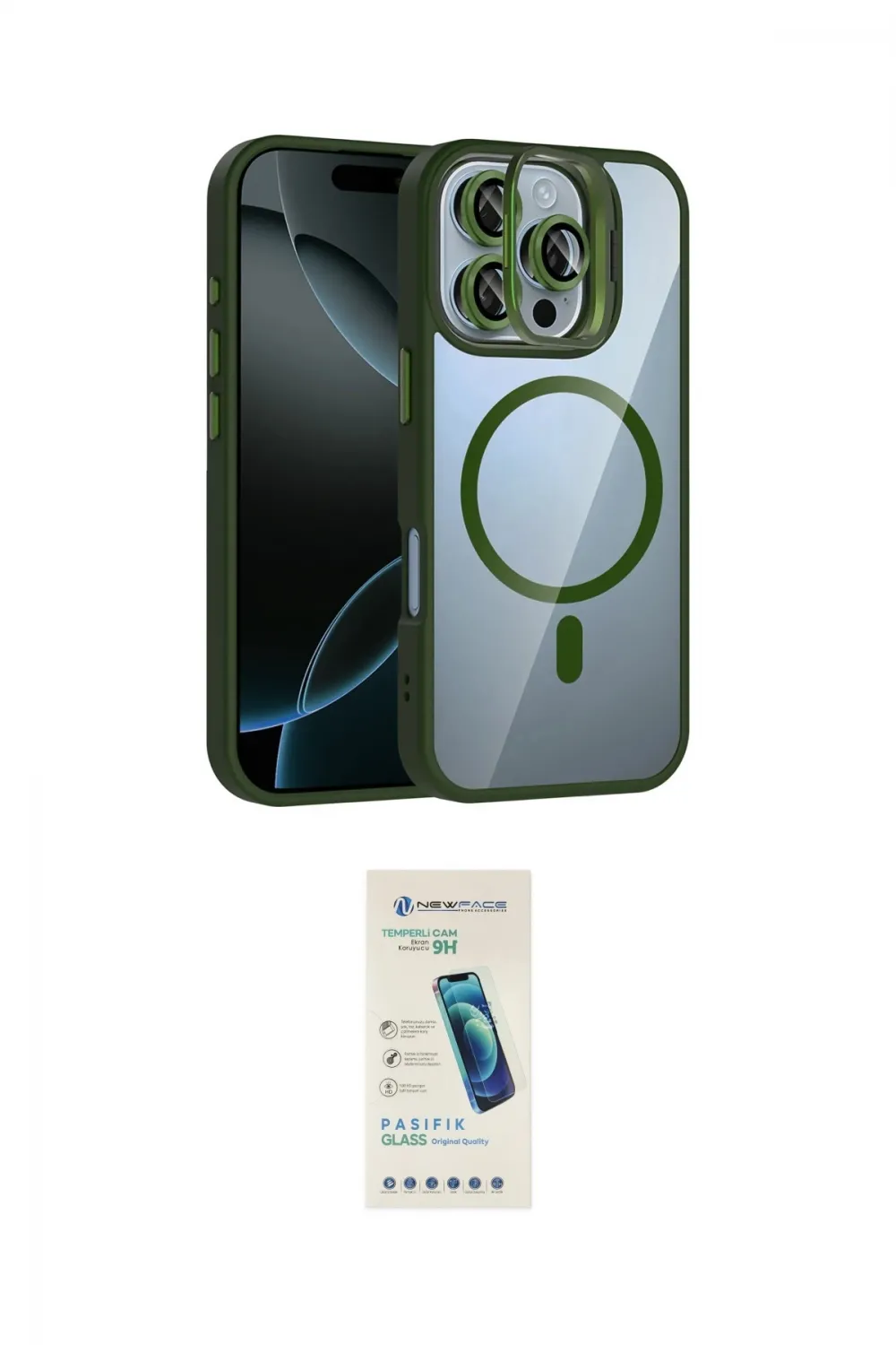 ieg™ iPhone 16 Pro Max Kılıf Yadigar Asil Koleksiyonu - Şeffaf Pasifik Cam Ekran Koruyucu