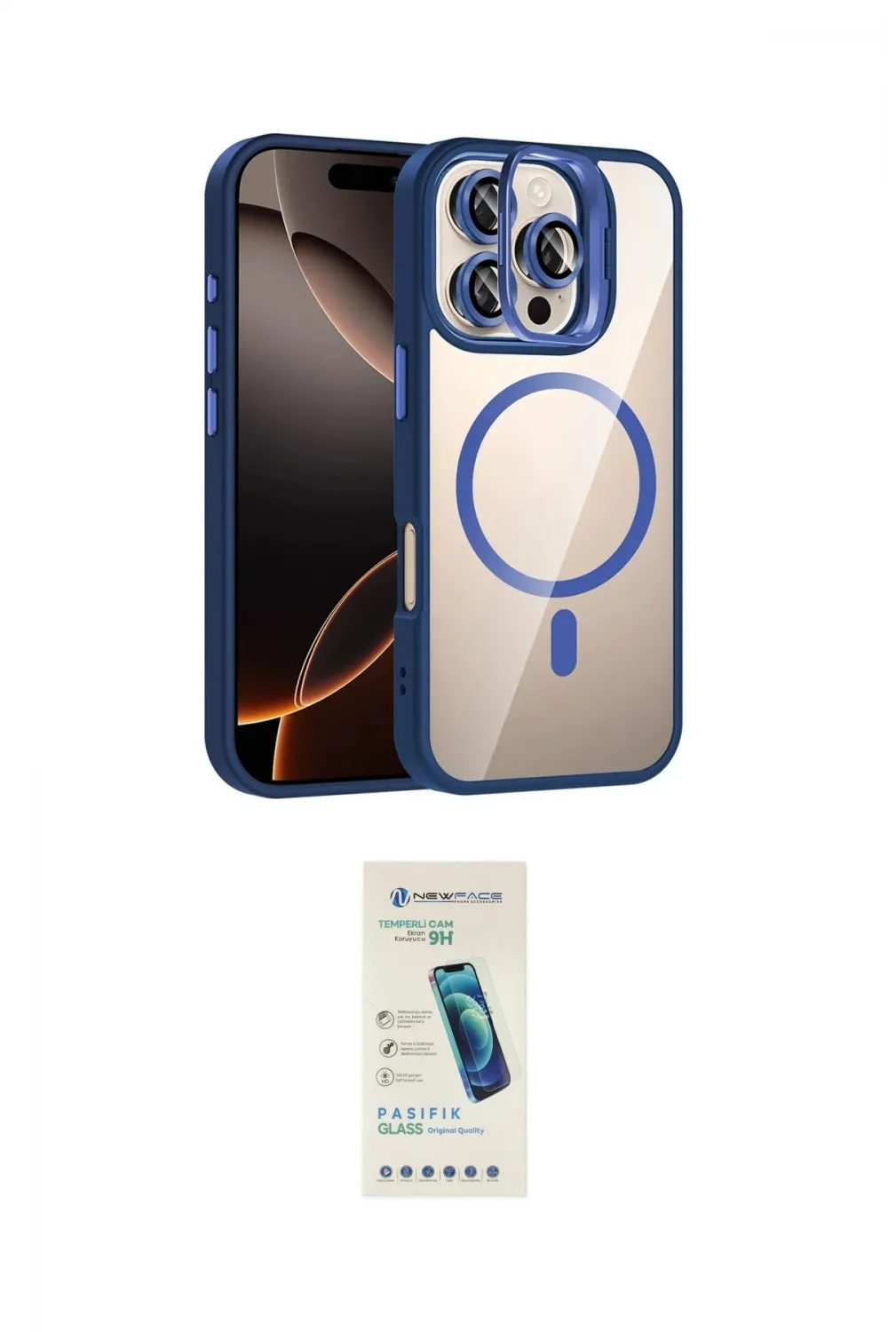 ieg™ iPhone 16 Pro Max Kılıf Yadigar Asil Koleksiyonu - Şeffaf Pasifik Cam Ekran Koruyucu