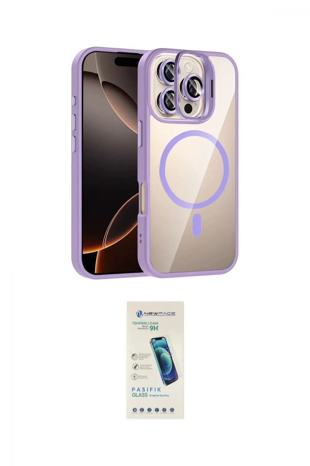 ieg™ iPhone 16 Pro Max Kılıf Yadigar Asil Koleksiyonu - Şeffaf Pasifik Cam Ekran Koruyucu