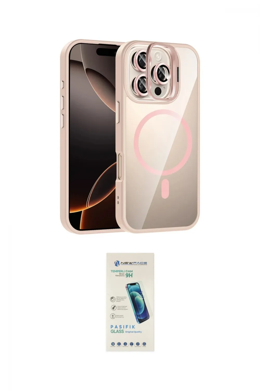 ieg™ iPhone 16 Pro Max Kılıf Yadigar Asil Koleksiyonu - Şeffaf Pasifik Cam Ekran Koruyucu