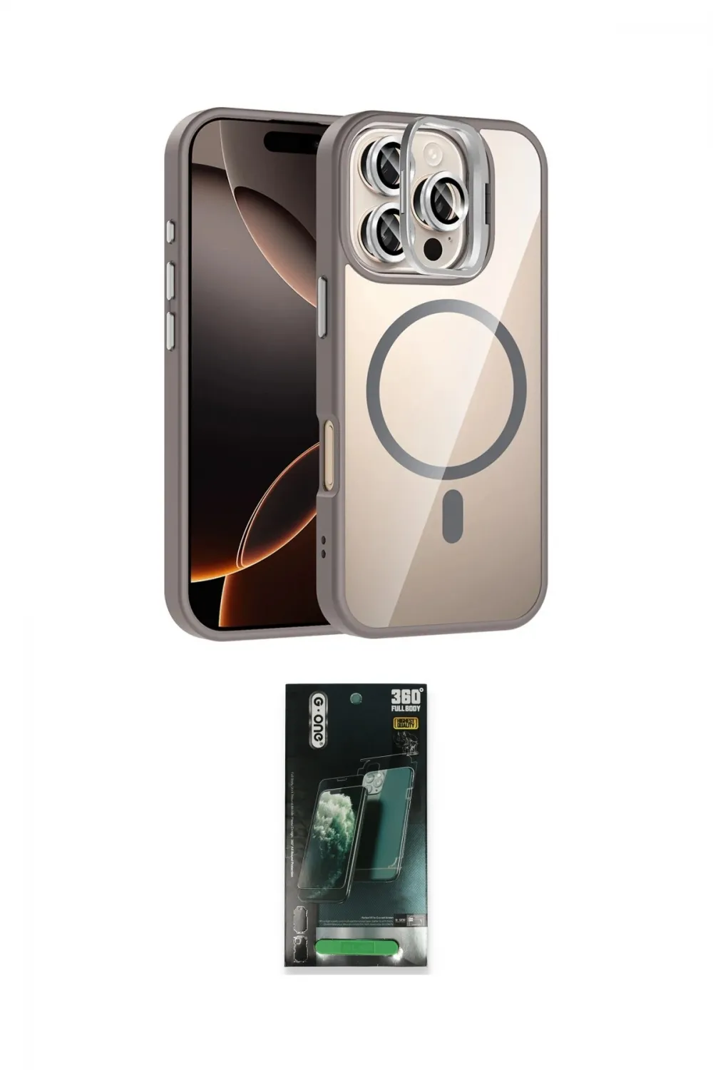 ieg™ iPhone 16 Pro Max Kılıf Yadigar Asil Koleksiyonu - Siyah 360 Mat Full Body Arka Koruyucu