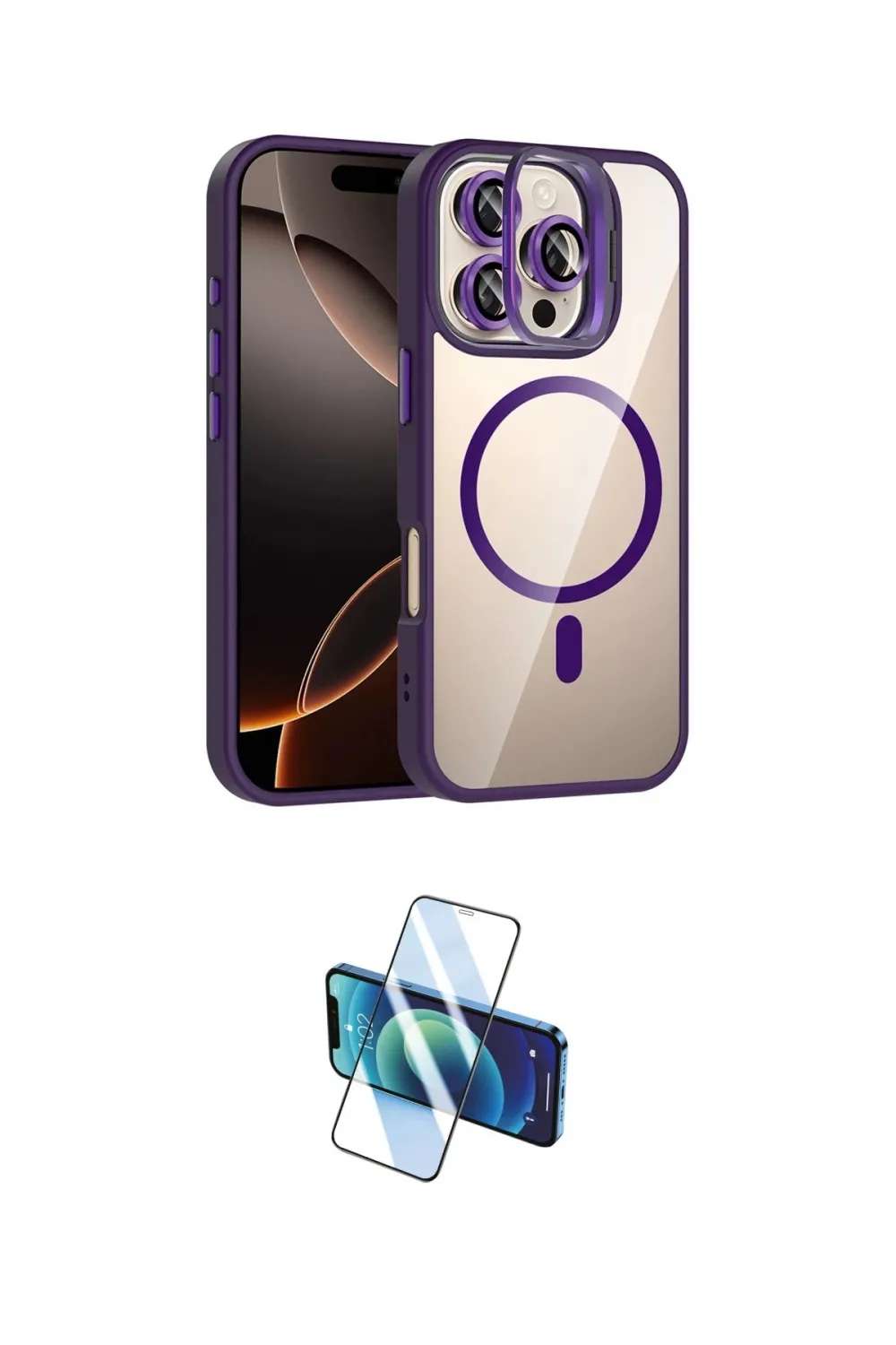 ieg™ iPhone 16 Pro Max Kılıf Yadigar Asil Koleksiyonu - Siyah 3D Antistatik Cam Ekran Koruyucu