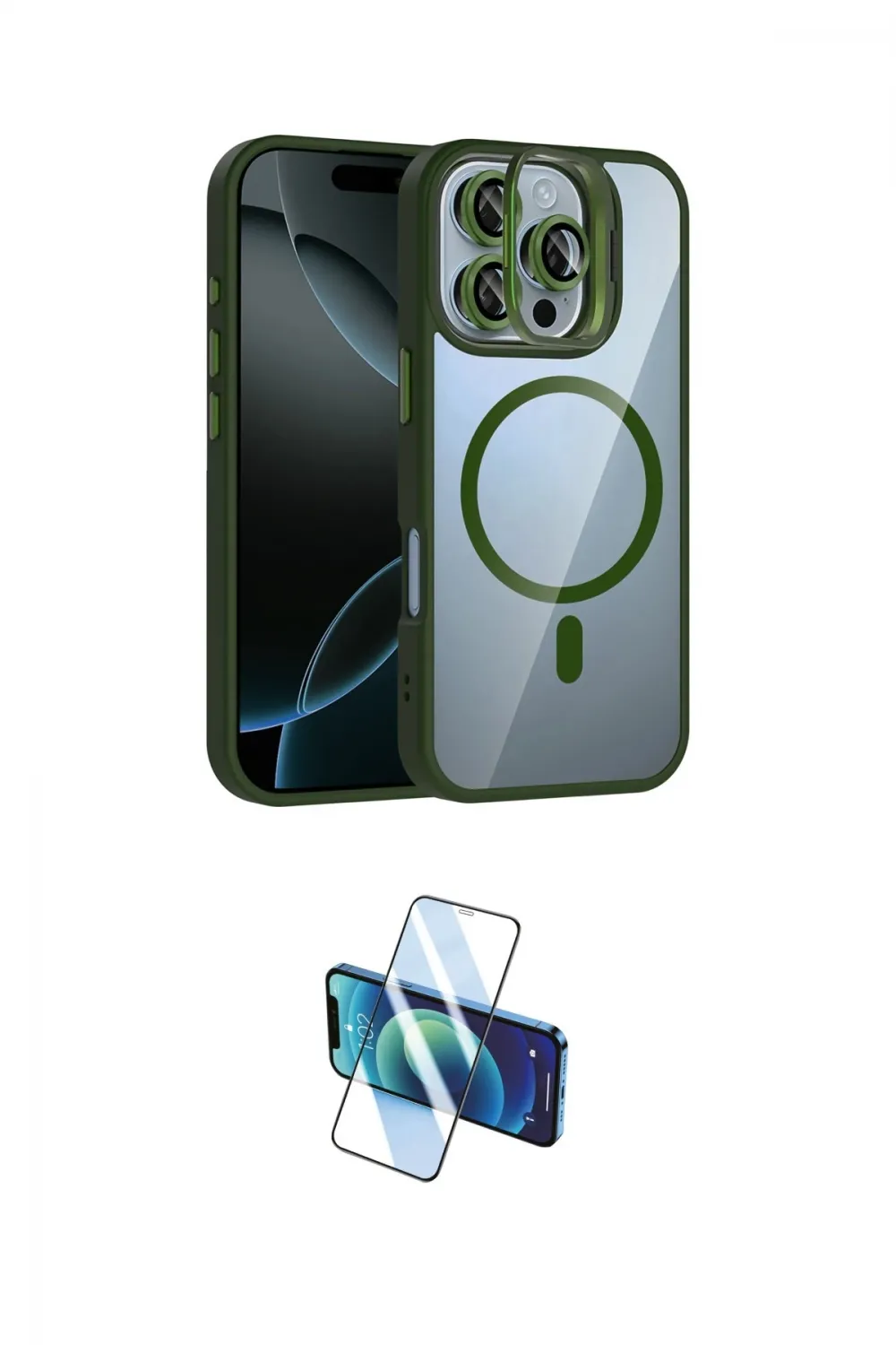 ieg™ iPhone 16 Pro Max Kılıf Yadigar Asil Koleksiyonu - Siyah 3D Antistatik Cam Ekran Koruyucu