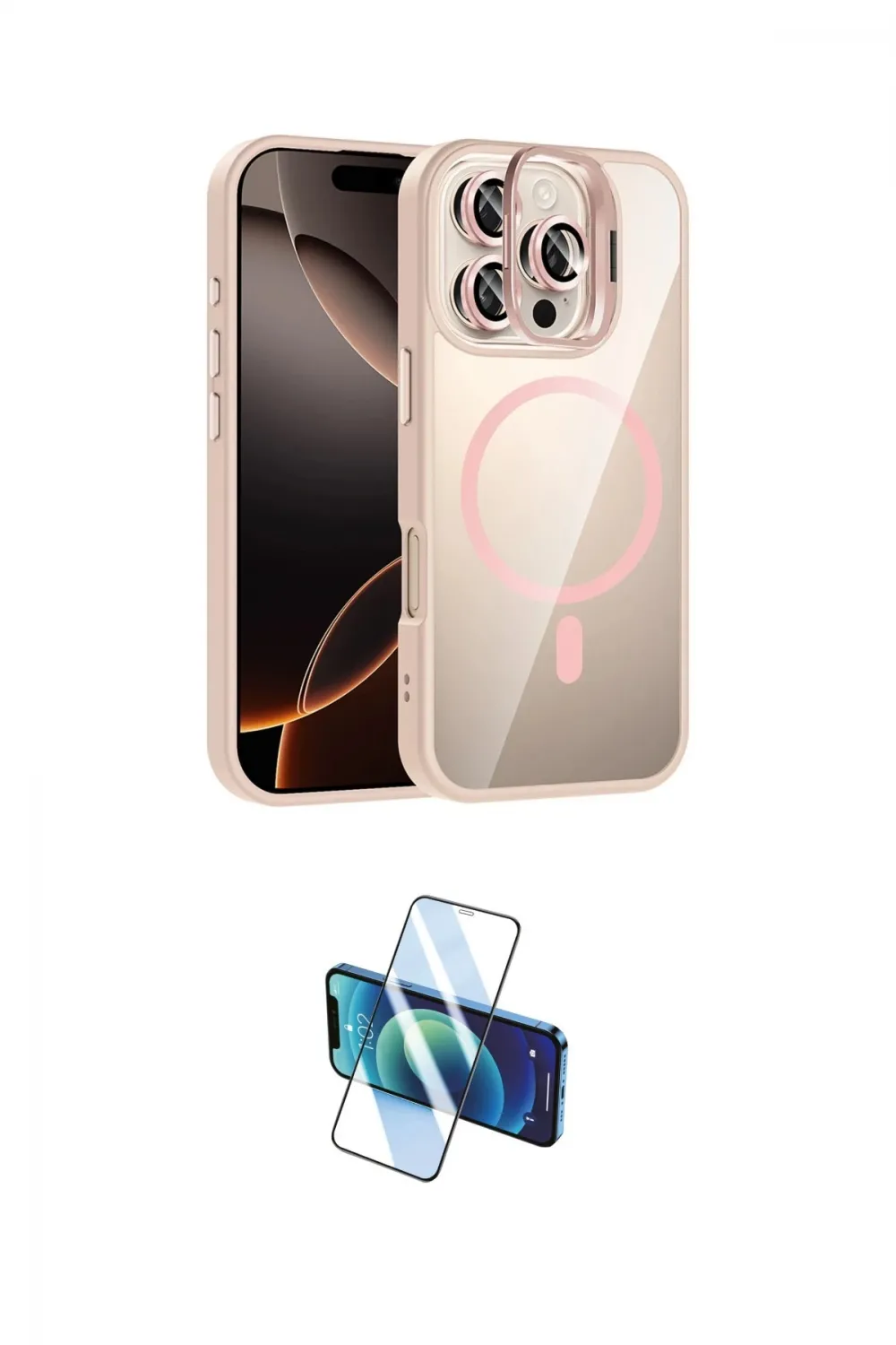 ieg™ iPhone 16 Pro Max Kılıf Yadigar Asil Koleksiyonu - Siyah 3D Antistatik Cam Ekran Koruyucu