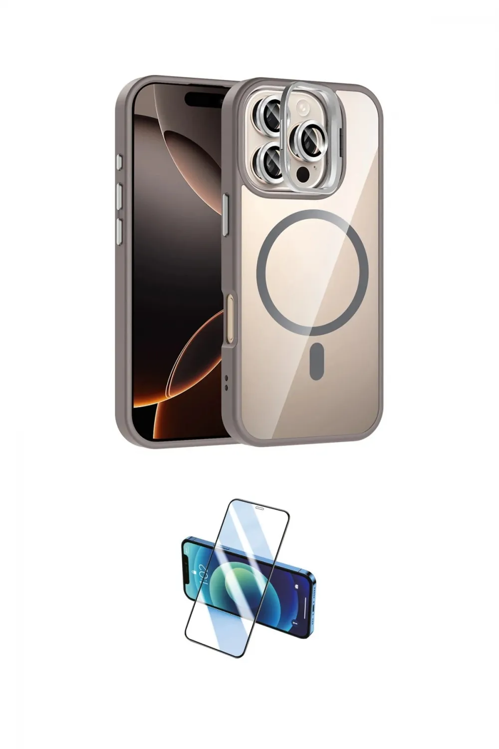 ieg™ iPhone 16 Pro Max Kılıf Yadigar Asil Koleksiyonu - Siyah 3D Antistatik Cam Ekran Koruyucu
