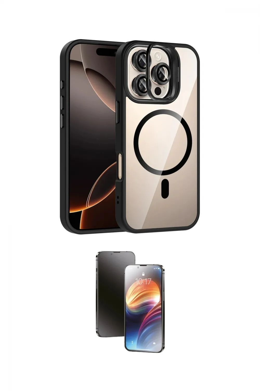 ieg™ iPhone 16 Pro Max Kılıf Yadigar Asil Koleksiyonu - Siyah 3D Antistatik Mat Seramik Nano Ekran Koruyucu