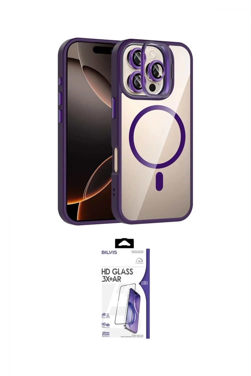 ieg™ iPhone 16 Pro Max Kılıf Yadigar Asil Koleksiyonu - Siyah Bilvis 3X AR HD Cam Ekran Koruyucu