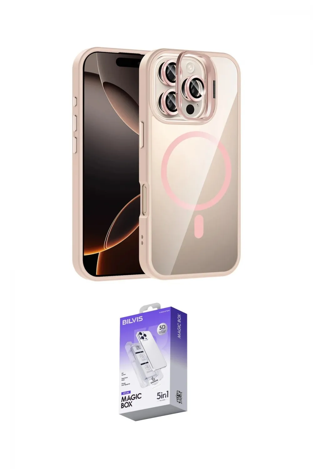 ieg™ iPhone 16 Pro Max Kılıf Yadigar Asil Koleksiyonu - Siyah Bilvis 5in1 3D Magic Cam Ekran Koruyucu