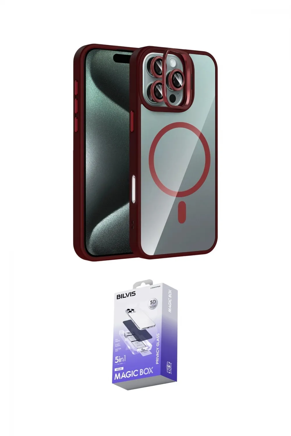 ieg™ iPhone 16 Pro Max Kılıf Yadigar Asil Koleksiyonu - Siyah Bilvis 5in1 5D Magic Hayalet Cam Ekran Koruyucu