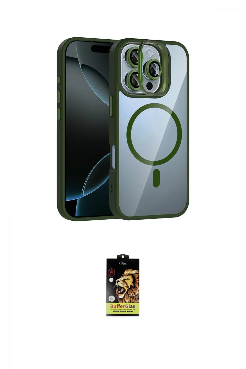 ieg™ iPhone 16 Pro Max Kılıf Yadigar Asil Koleksiyonu - Siyah Buffer Cam Ekran Koruyucu