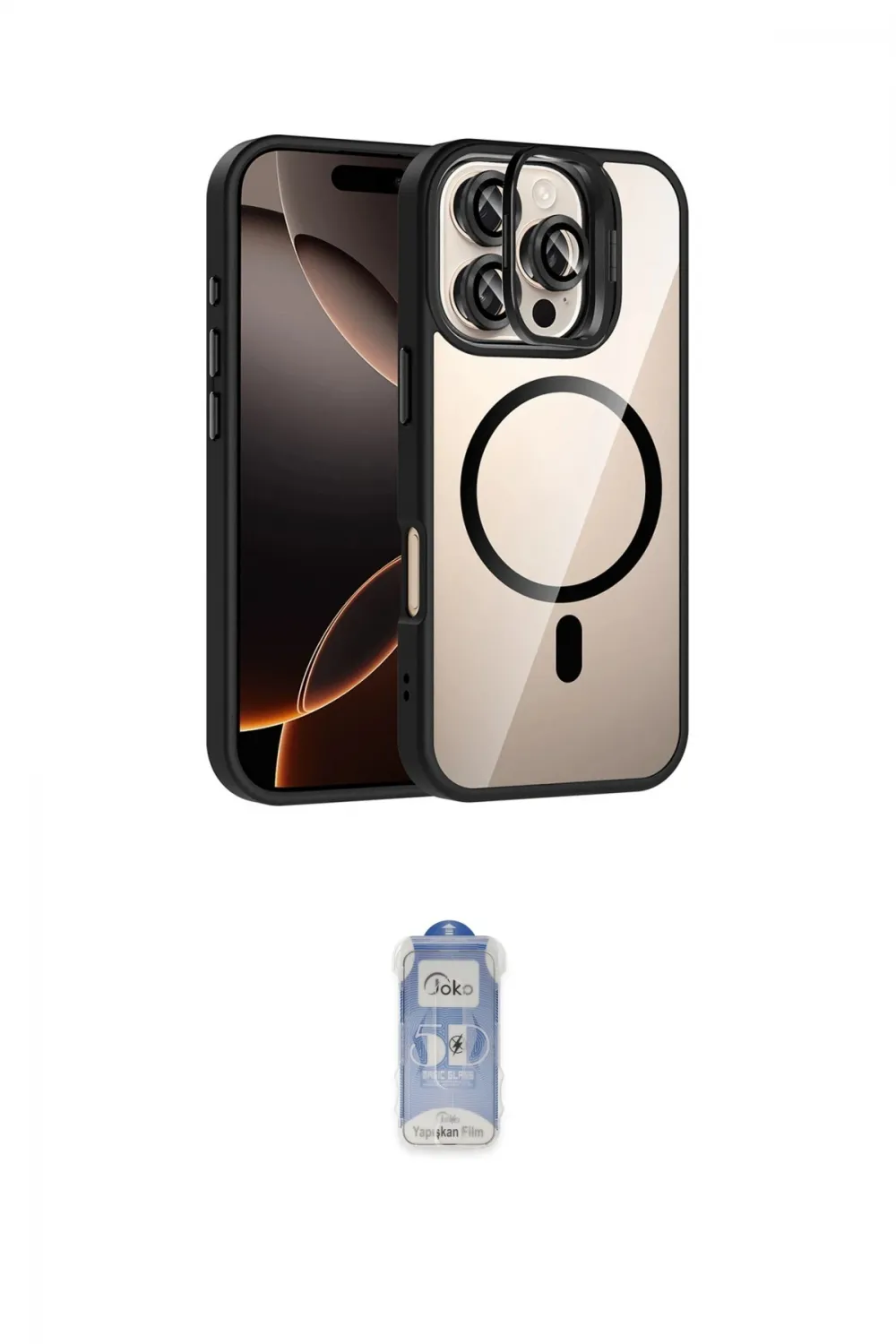 ieg™ iPhone 16 Pro Max Kılıf Yadigar Asil Koleksiyonu - Siyah Joko Magic 5D Cam