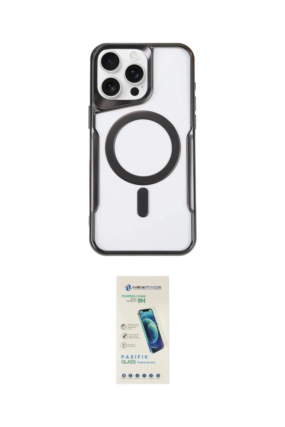 ieg™ iPhone 16 Pro Max Kılıf Yadigar Klasik Özel Seri - Şeffaf Pasifik Cam Ekran Koruyucu