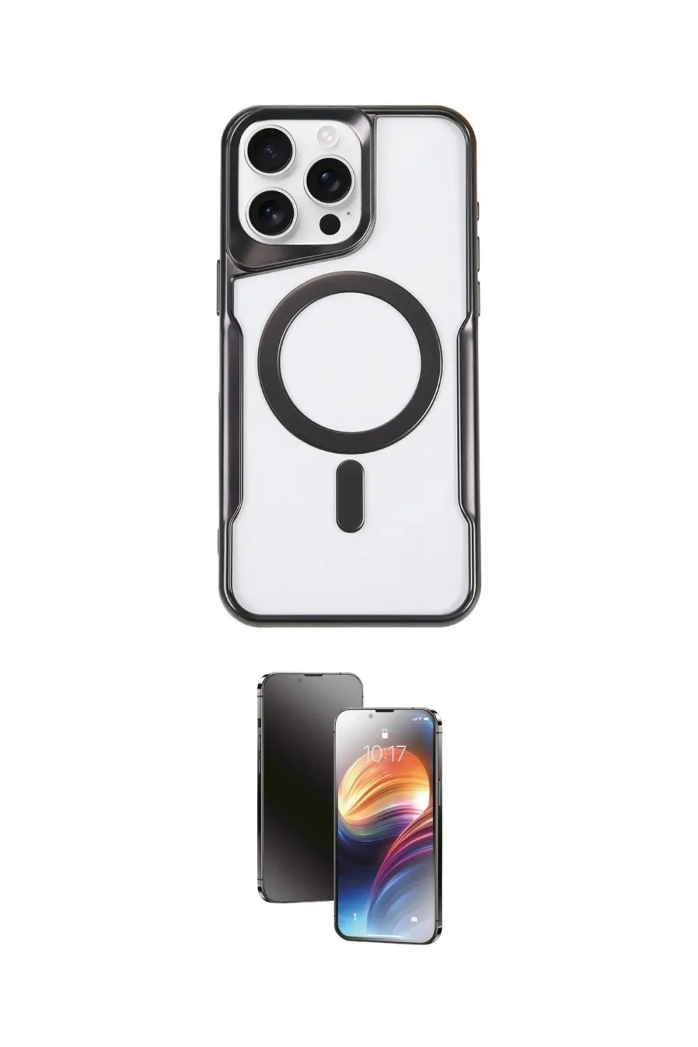 ieg™ iPhone 16 Pro Max Kılıf Yadigar Klasik Özel Seri - Siyah 3D Antistatik Mat Seramik Nano Ekran Koruyucu