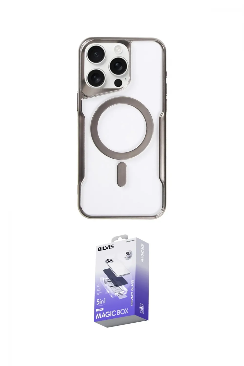 ieg™ iPhone 16 Pro Max Kılıf Yadigar Klasik Özel Seri - Siyah Bilvis 5in1 5D Magic Hayalet Cam Ekran Koruyucu