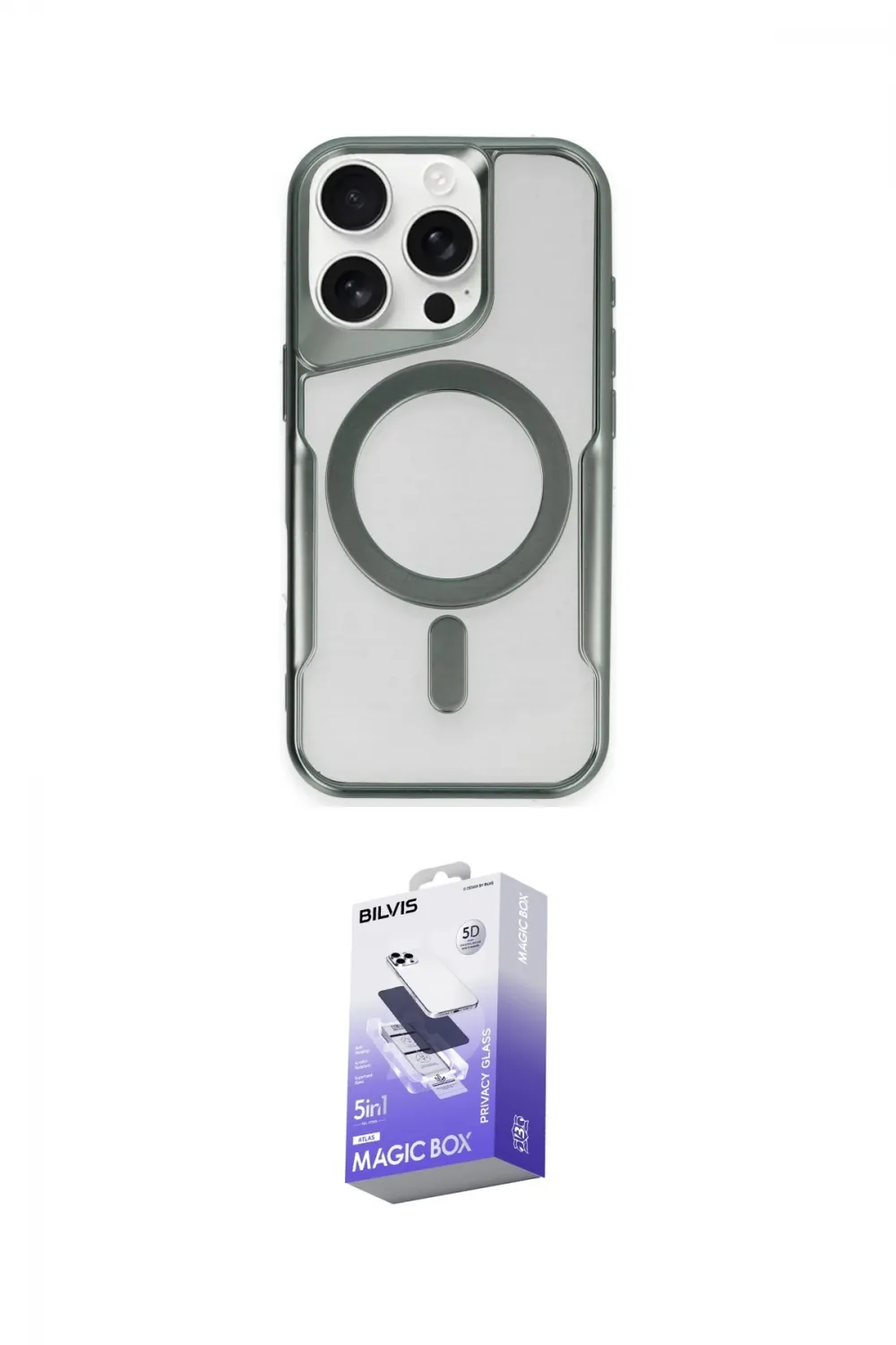 ieg™ iPhone 16 Pro Max Kılıf Yadigar Klasik Özel Seri - Siyah Bilvis 5in1 5D Magic Hayalet Cam Ekran Koruyucu